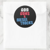 Sticker Rond Dieu Armes Et Camions Diesel (Sac)