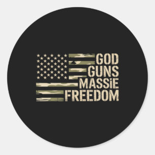 Sticker Rond Dieu Armes Mie Liberté Thomas Camouflage Drapeau U