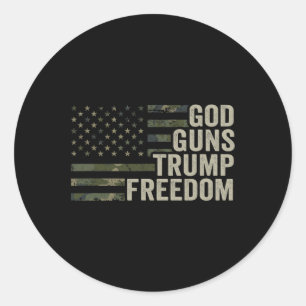 Sticker Rond Dieu Armes Trump Liberté - Drôle Camouflage Pro Ar