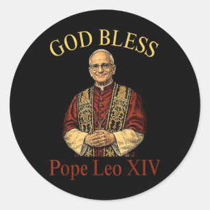 Sticker Rond Dieu Béni Nouveau Pape Léon Xiv Église catholique 