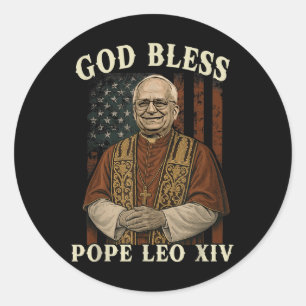 Sticker Rond Dieu Béni Pape Leo Xiv Habemus Papam Catholique Ch