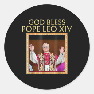 Sticker Rond Dieu Béni Pape Leo Xiv Portrait