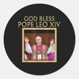 Sticker Rond Dieu Béni Pape Leo Xiv Portrait catholique Portrai