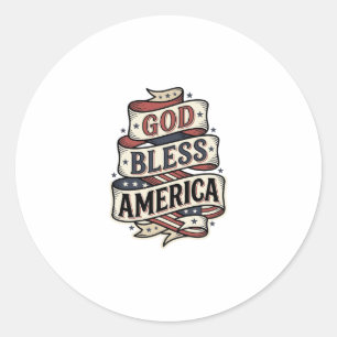 Sticker Rond Dieu Bénisse l'Amérique Conception Vectorielle Pat