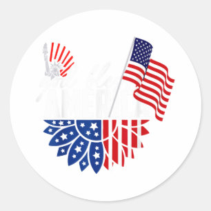Sticker Rond Dieu bénisse l'Amérique nous drapeau 4 juillet l'i