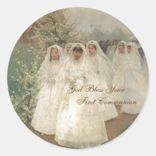 Sticker Rond Dieu bénisse ta première communion