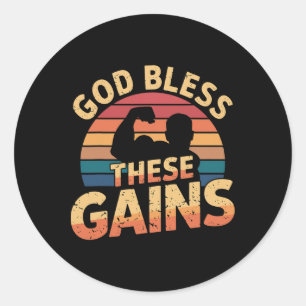Sticker Rond Dieu Bénit Ces Gains Muscle Bodybuilding — 1