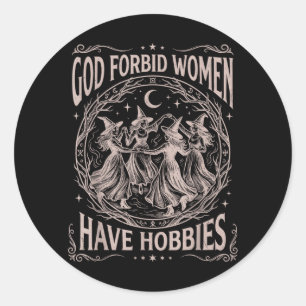 Sticker Rond Dieu Céleste Rétro Interdit aux Femmes d'avoir des