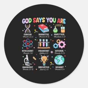 Sticker Rond Dieu chrétien dit que je suis verset biblique scie
