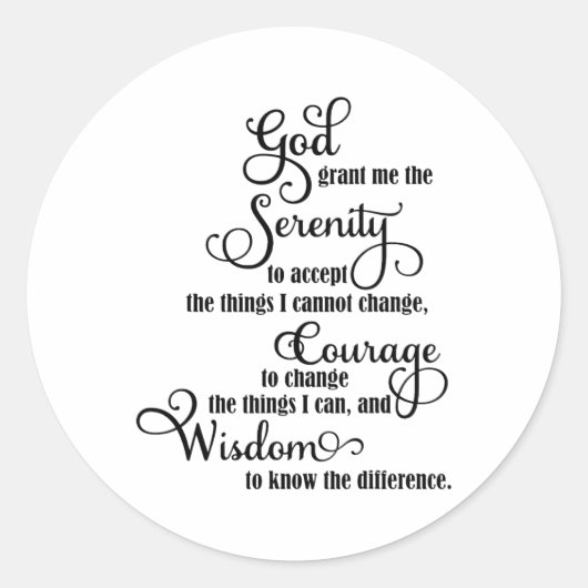 Sticker Rond Dieu Chrétien Donne-Moi La Sérénité D'Accepter De (Devant)