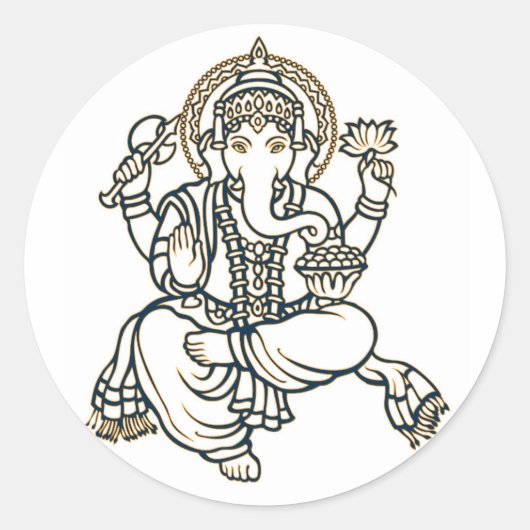 Sticker Rond Dieu de la déité hindoue de Ganesha (Devant)