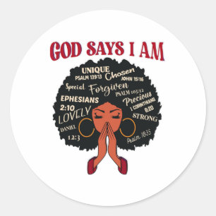 Sticker Rond Dieu Dit Que Je Suis Afro Africaine Nubienne Femme