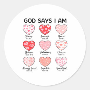 Sticker Rond Dieu dit que je suis chrétien foi coeur Saint-Vale