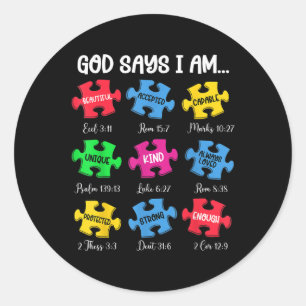 Sticker Rond Dieu Dit Que Je Suis Des Versets De La Bible Chris