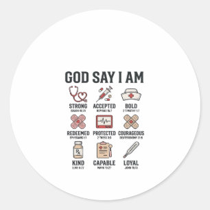 Sticker Rond Dieu dit que je suis infirmière Foi Design de grav