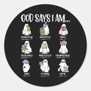 Sticker Rond Dieu Dit Que Je Suis Mignonne Fantôme Lecture Livr