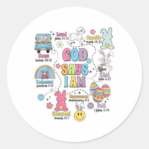 Sticker Rond Dieu dit que je suis Pâques
