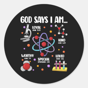 Sticker Rond Dieu Dit Que Je Suis Science Enseignant Chrétien P