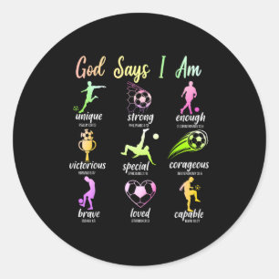 Sticker Rond Dieu dit que je suis un verset biblique chrétien S