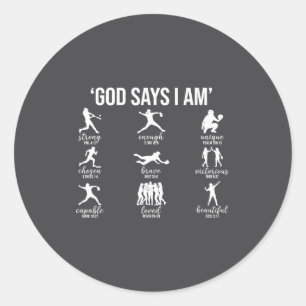 Sticker Rond Dieu dit que je suis un verset biblique religieux 