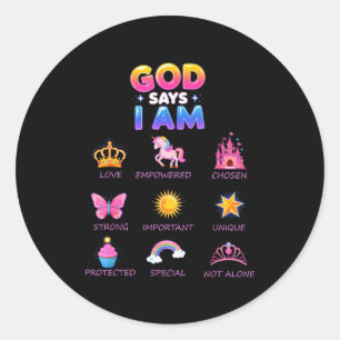 Sticker Rond Dieu dit que je suis une princesse mignonne Jésus