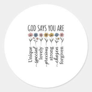 Sticker Rond Dieu dit que vous êtes floral chrétien vecteur con