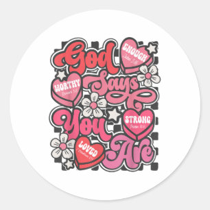 Sticker Rond Dieu Dit Que Vous Êtes Valentine Candy Heart Chris