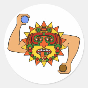 Sticker Rond Dieu du Soleil Maya - Kinich Ahua