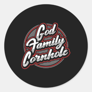 Sticker Rond Dieu Famille Cornhole