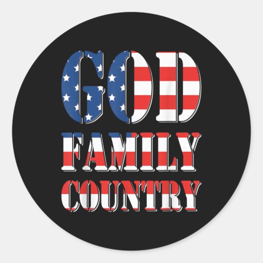 Sticker Rond Dieu Famille Pays Amérique Us Drapeau Fière Mémori (Devant)
