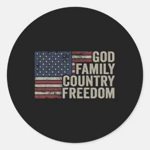 Sticker Rond Dieu Famille Pays Liberté - 4 juillet Drapeau État