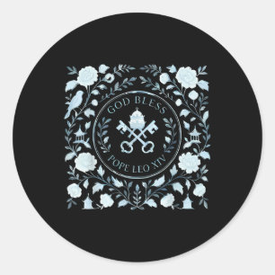 Sticker Rond Dieu Floral Rétro Béni Pape Leo Xiv Catholics Tee