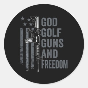 Sticker Rond Dieu Golf Armes Et Liberté - Drôle Pro Armes Golfe
