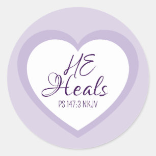 Sticker Rond Dieu guérit les cœurs brisés Violet clair Confort