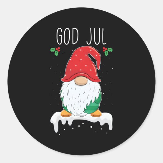 Sticker Rond Dieu Jul Gnome suédois Tomte Gnome scandinave (Devant)