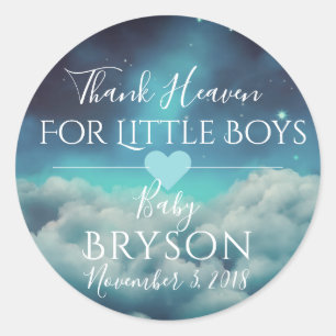 Sticker Rond Dieu merci aux petits garçons Nuages et ciel étoi