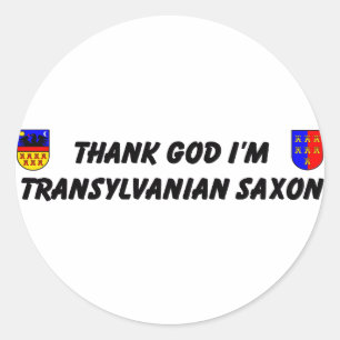 Sticker Rond Dieu merci je suis Transylvanien Saxon
