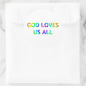 Sticker Rond Dieu nous aime tous (Sac)