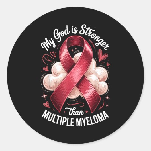 Sticker Rond Dieu plus fort que le myélome multiple (Devant)