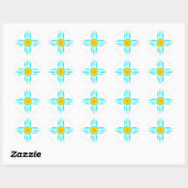Sticker Rond Dieu Soleil Turquoise (Feuille)