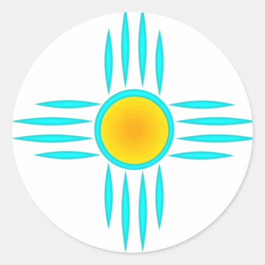Sticker Rond Dieu Soleil Turquoise (Devant)