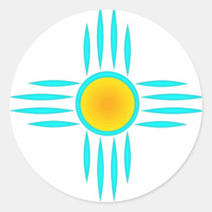 Sticker Rond Dieu Soleil Turquoise
