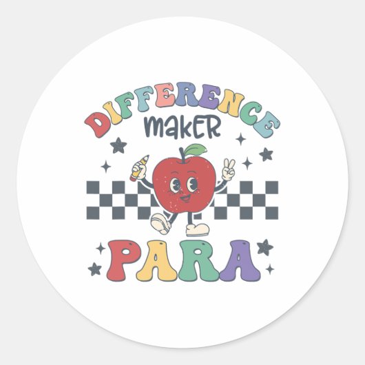 Sticker Rond Difference Maker Para Teacher Paraprofessional Par (Devant)