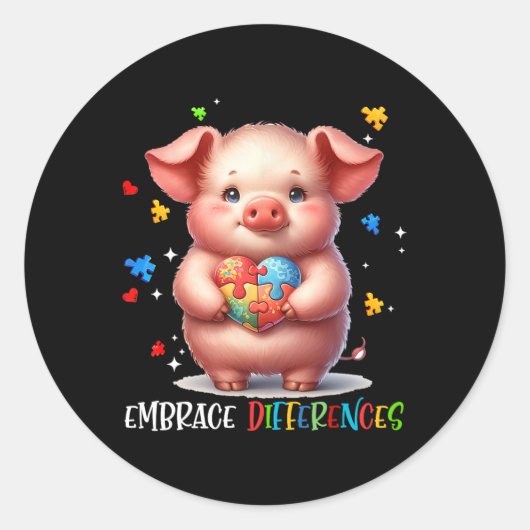 Sticker Rond Différences d'acceptation Puzzle Coeur Coeur Coin  (Devant)