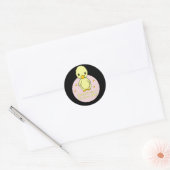 Sticker Rond Différent De Tous Kawaii Baby Duck Jaune & Rose (Enveloppe)