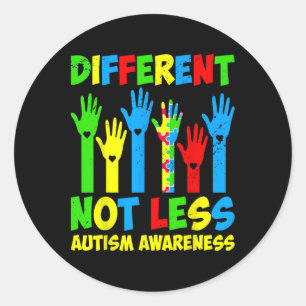 Sticker Rond Différent Pas Moins de Sensibilisation à l'Autisme
