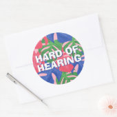 Sticker Rond Difficile à entendre Feuilles tropicaux rose bleu (Enveloppe)