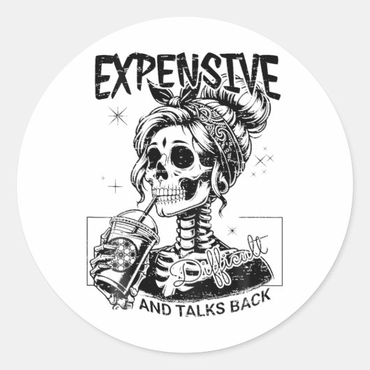 Sticker Rond Difficile Coûteuse Et Parle Retour Fête Des Mères (Devant)
