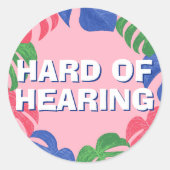 Sticker Rond Difficile d'entendre des Feuilles féministes roses (Devant)