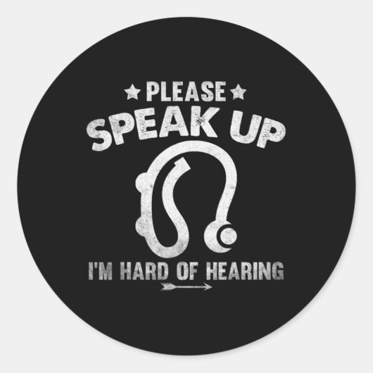 Sticker Rond Difficile D'Entendre Une Audience Vintage Défailla (Devant)